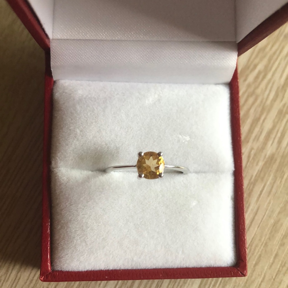 Sterling Silver and Citrine Ring, Size 6